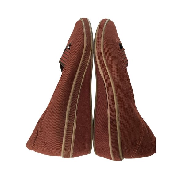 Grasshoppers Womens Size 6M Red Canvas Wedge Slip-On Shoes  With Elastic Straps - Picture 6 of 7